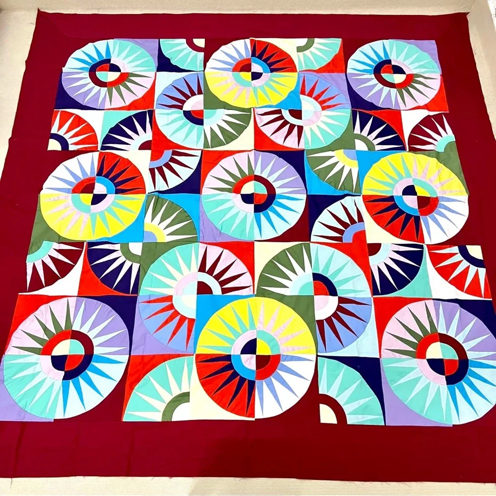 Handmade New York Dazzling Patchwork Cotton Queen Size Sewing Quilt Top/Topper - Picture 1 of 4